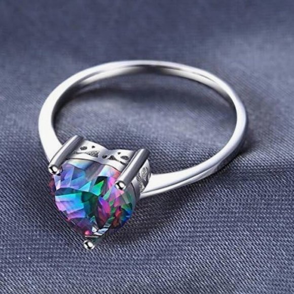 925 Mystic Topaz Heart Ring - Picture 5 of 6